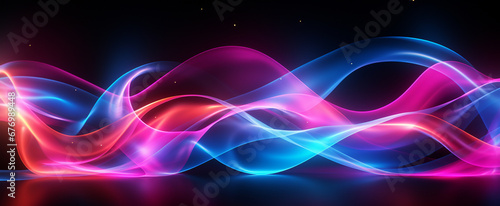 Abstract blue  yellow  pink lines wave light effect background