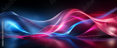 Abstract blue, yellow, pink lines wave light effect background