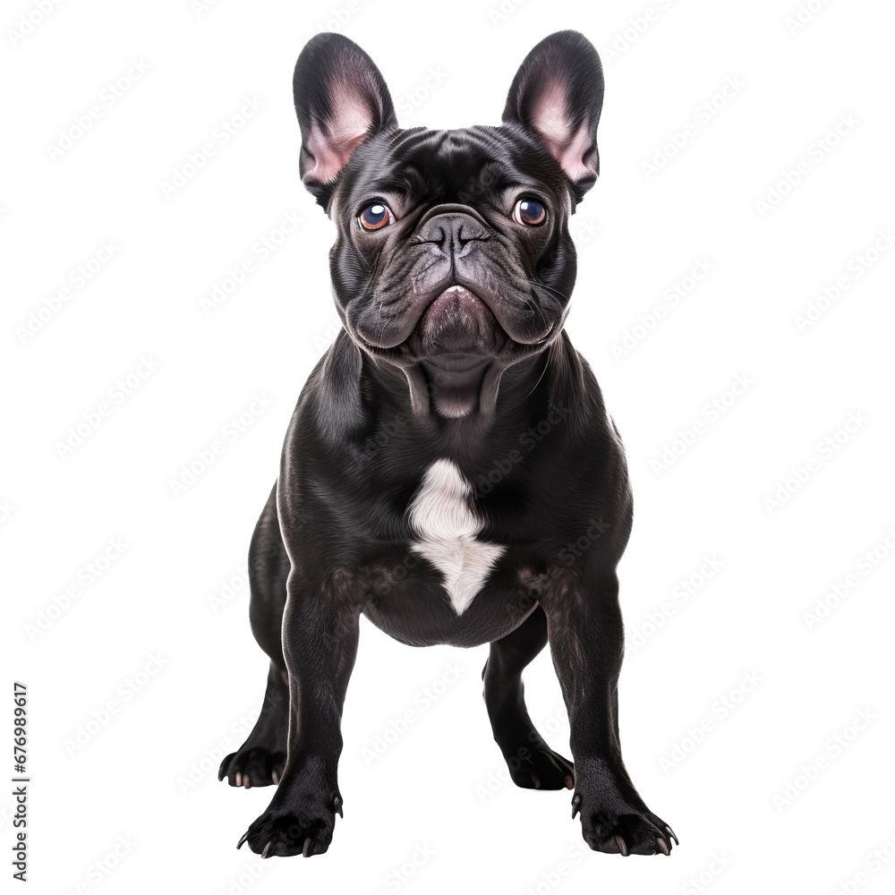 French bulldog, full body displayed, standing on a clear transparent background.