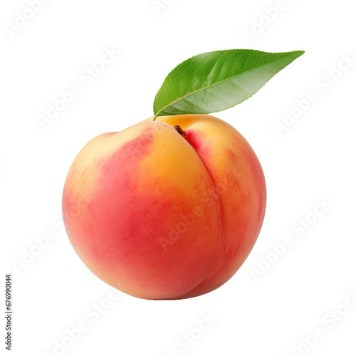 Peach fruit depicted in full body, showcased against a transparent background, highlighting its fresh, juicy texture.
