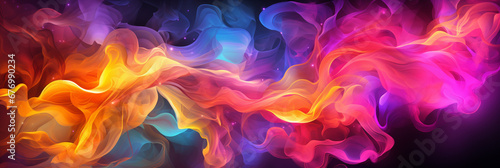 abstract dark Purple, Pink blue and yellow glows with smoke Background_ © Basit