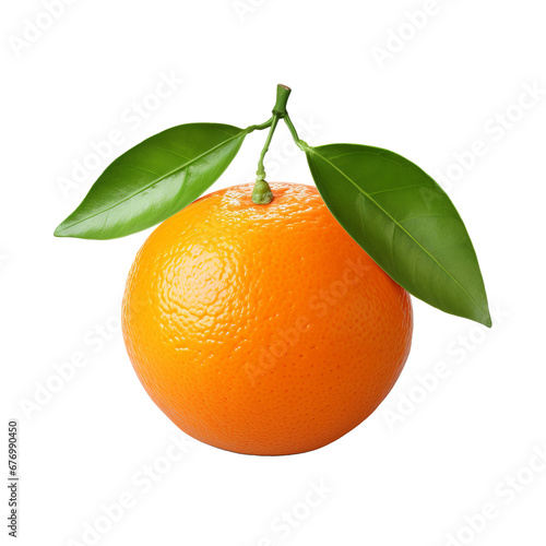 Tangerine fruit with a complete, detailed body displayed vividly against a clear transparent background.