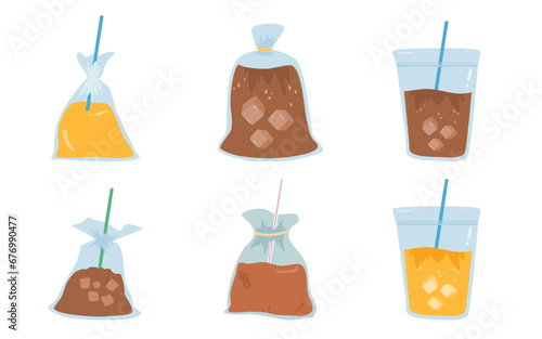 plastic and straws sweet tea illustration