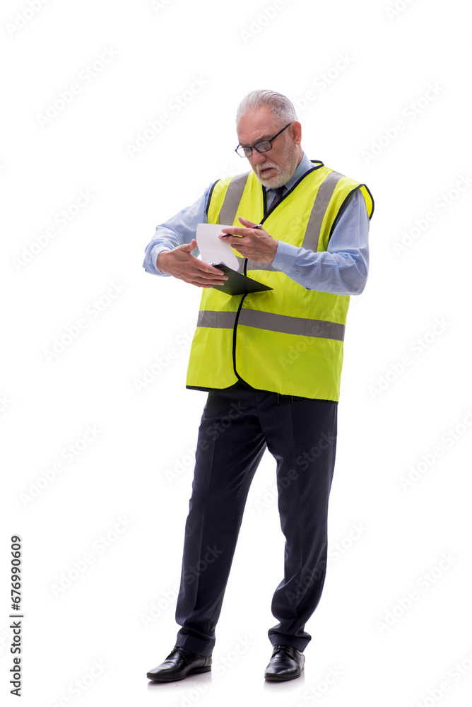 Old male architect isolated on white Old male architect isolated on white