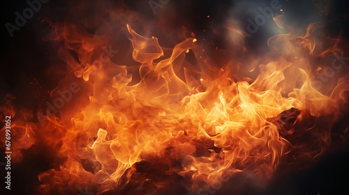 Abstract blaze fire flame texture for banner background. AI generative