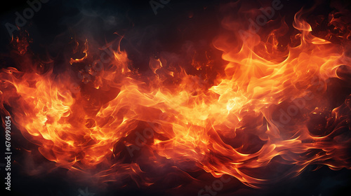Abstract blaze fire flame texture for banner background. AI generative