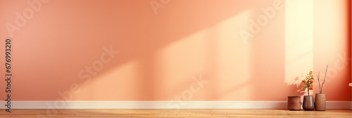 Peach Pink room interior view studio abstract background_