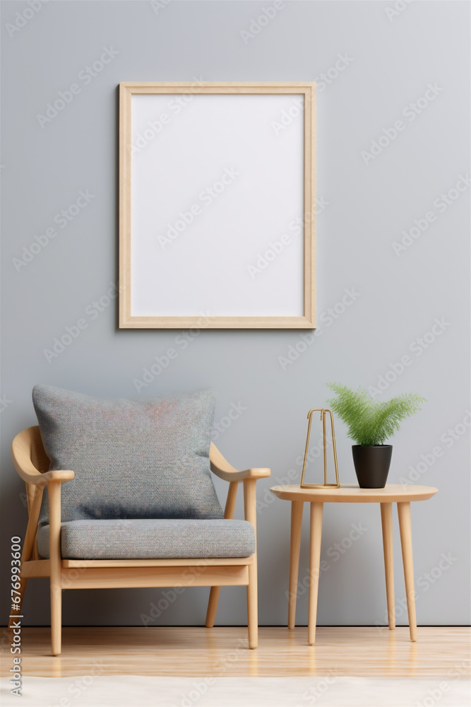 Wood Frame Poster Frame Mockup in Natural Modern Living Room Shelf, Full of Plants, Decor and Decorations, Generative AI Wood Frame Poster Frame Mockup in Natural Modern Living Room Shelf, Full of Plants, Decor and Decorations, Generative AI