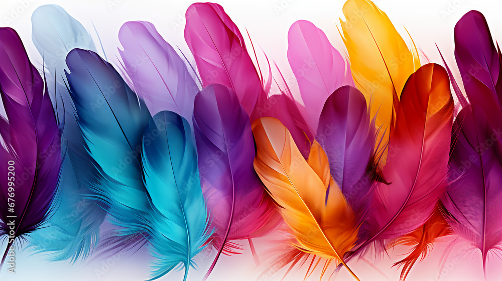 Vibrant carnival feathers in a spectrum of colors isolated on a transparent background. AI generative