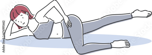 横向きで内ももを鍛えるストレッチポーズ