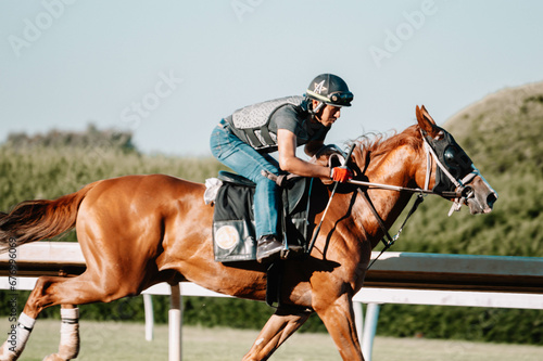 Jockey galloping race horse © Marissa