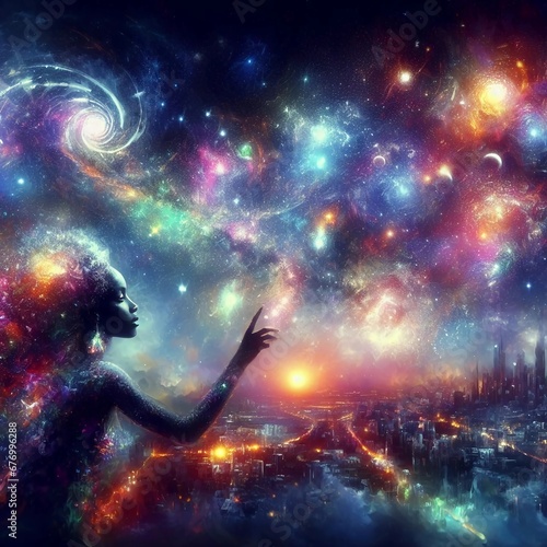 A night sky filled with colorful magic celestial gates © alhaitham