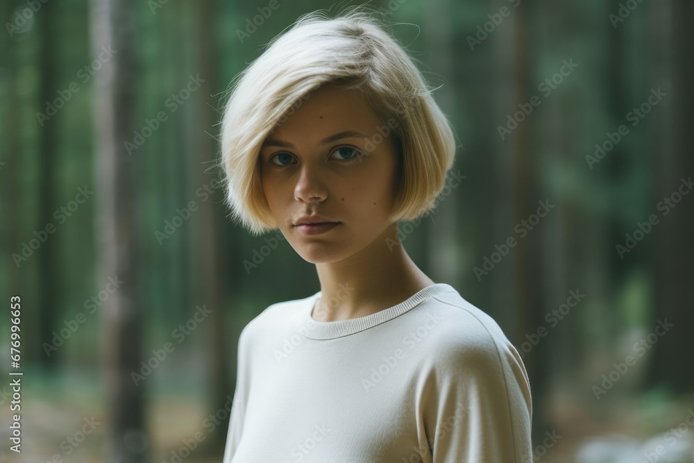 Elegant young woman model posing outside. Generative AI. Elegant young woman model posing outside. Generative AI.