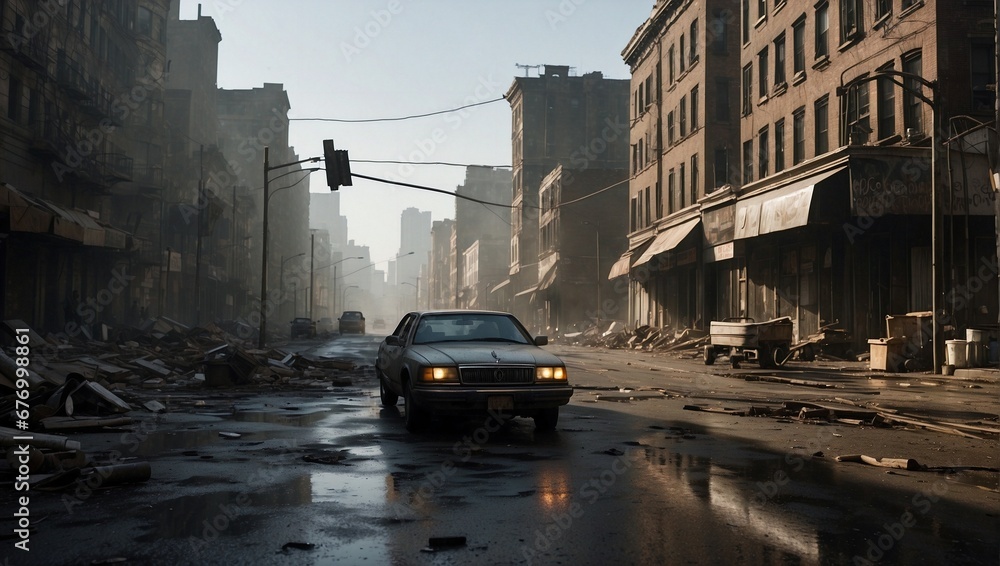 Obraz premium A dystopian portrayal of New York. Generative AI