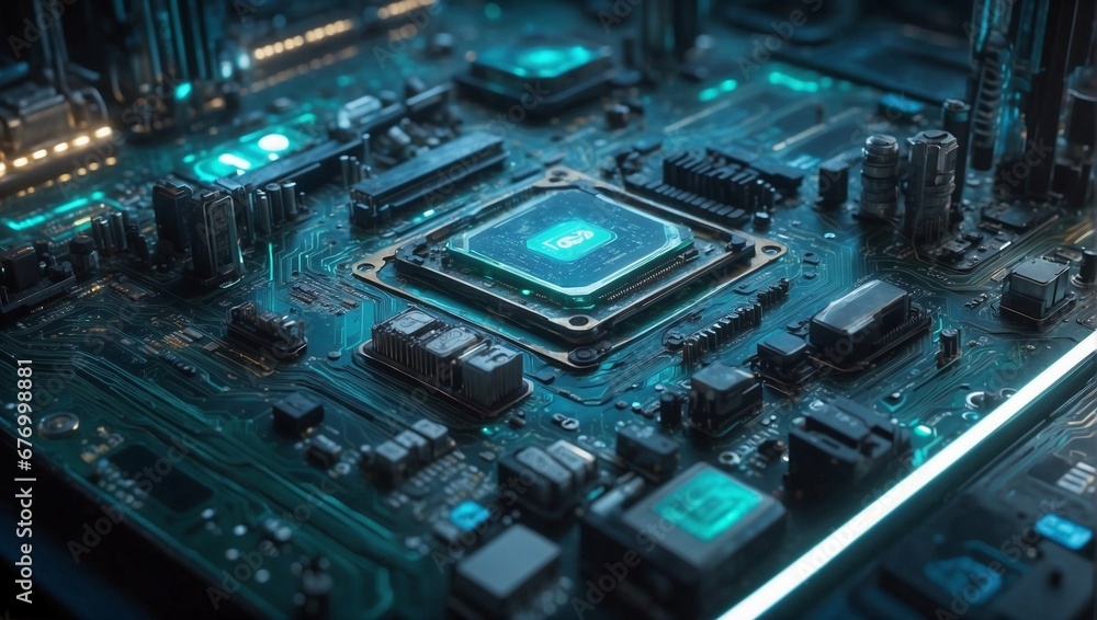 futuristic world with this unique rendering of a technical circuit board. Generative AI. futuristic world with this unique rendering of a technical circuit board. Generative AI.