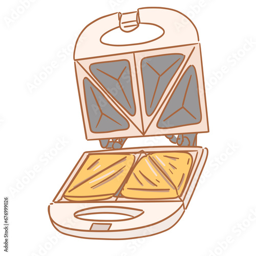 cookware_electric kitchen_color_opened sandwich maker_illustration