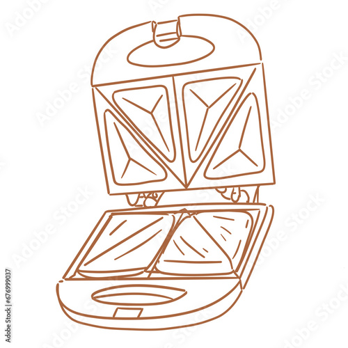 cookware_electric kitchen_opened sandwich maker_illustration