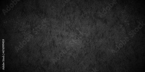 Black stone wall texture grunge rock surface. dark gray concrete background backdrop. wide panoramic banner. old wall stone for dark black distressed grunge background wallpaper rough concrete wall. © MdLothfor