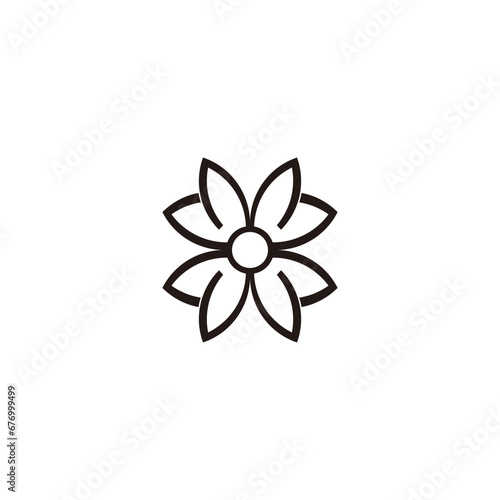 Floral letter M logo template with minimalist simple lines concept