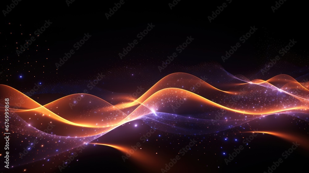 Abstract glowing lines and light particles on a dark background Abstract glowing lines and light particles on a dark background