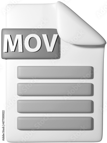 3D icon illustration of '.Mov file icon'