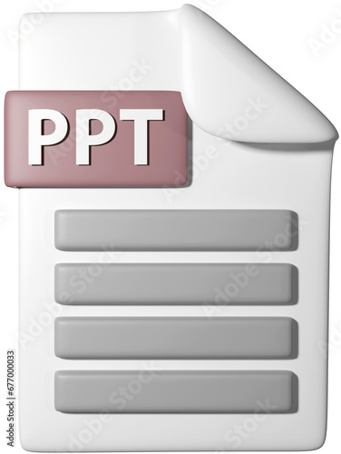 3D icon illustration of '.PPT file icon'