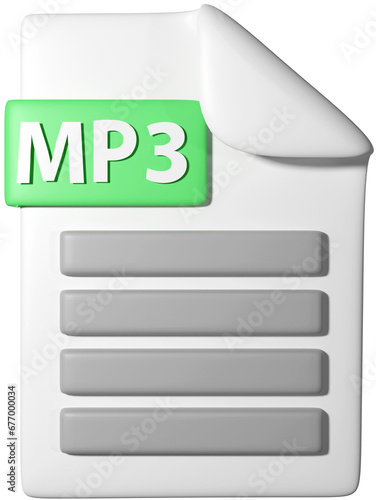 3D icon illustration of '.Mp3 file icon'