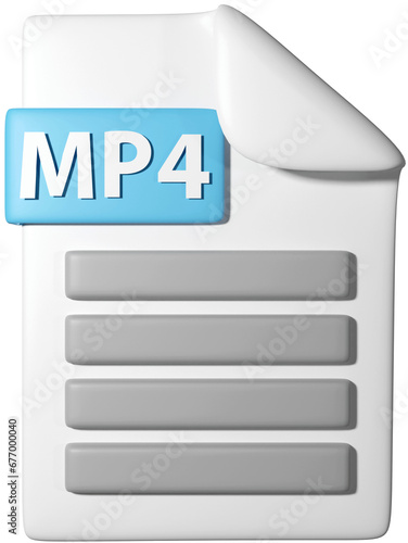3D icon illustration of '.Mp4 file icon'