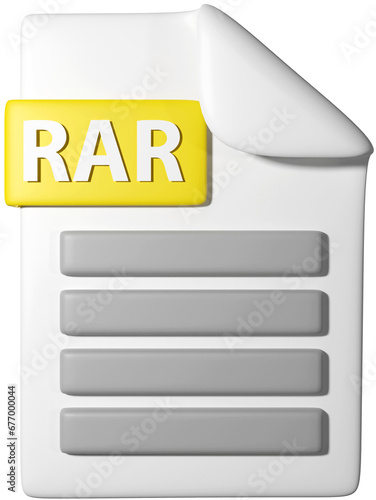3D icon illustration of '.rar file icon'