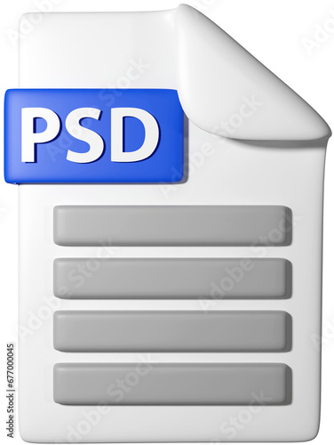 3D icon illustration of '.psd file icon'