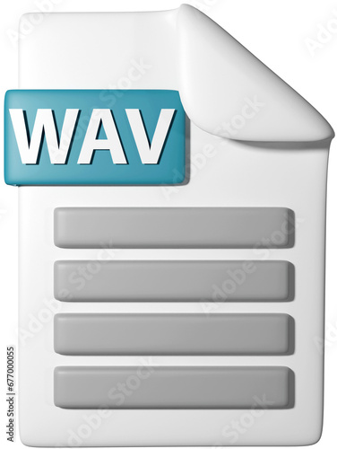 3D icon illustration of '.wav file icon'