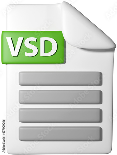 3D icon illustration of '.vsd file icon'
