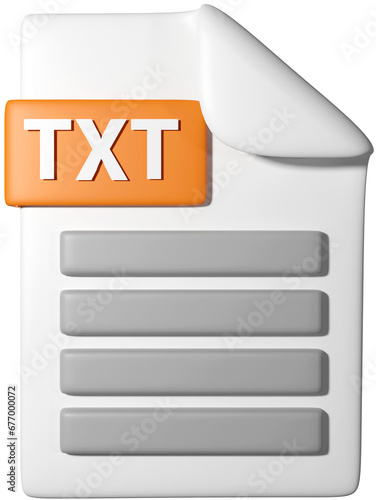 3D icon illustration of '.txt file icon'