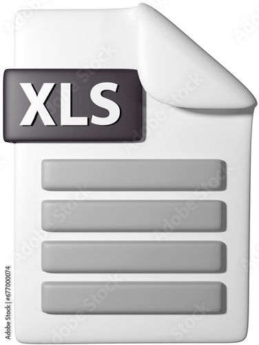 3D icon illustration of '.xls file icon'
