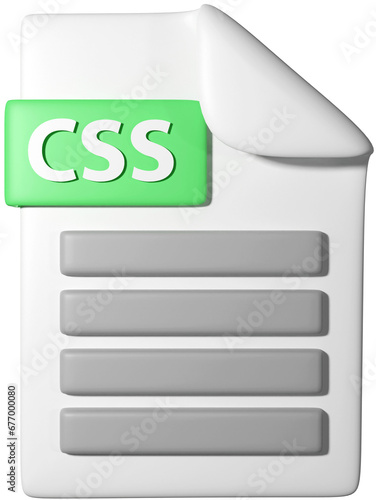 3D icon illustration of '.Css file icon'