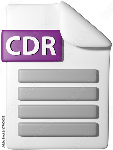 3D icon illustration of '.Cdr file icon'