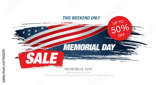 Memorial day sale banner template design