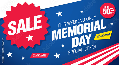 Memorial day sale banner template design