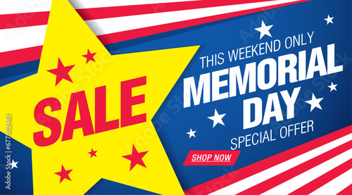 Memorial day sale banner template design