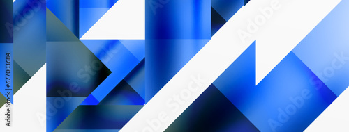 Vivid abstraction unfolds. Triangles in seamless harmony, composing dynamic geometric backdrop. Interplay of angles and hues forms captivating tapestry, evoking modernity and artistic allure