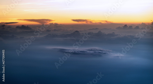 Aerial view of beautiful sunset