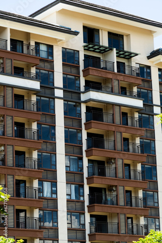 The exterior of modern apartment building