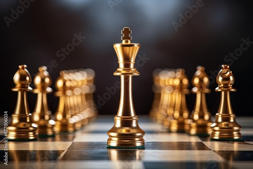 A powerful chess king leads other pieces