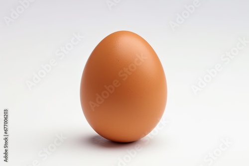 Brown chicken egg alone on white background
