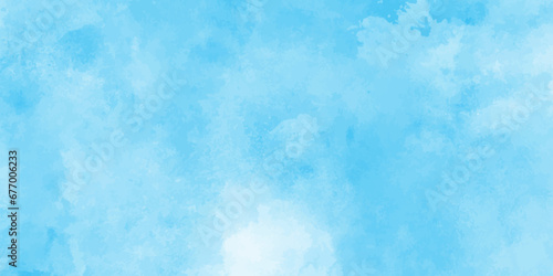 Abstract shinny Summer seasonal natural cloudy blue sky background,Hand painted watercolor shades sky clouds, Bright blue cloudy sky vector illustration.