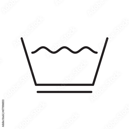 Machine wash permanent press symbol. Washing clothes instructions label. Pixel perfect, editable stroke icon