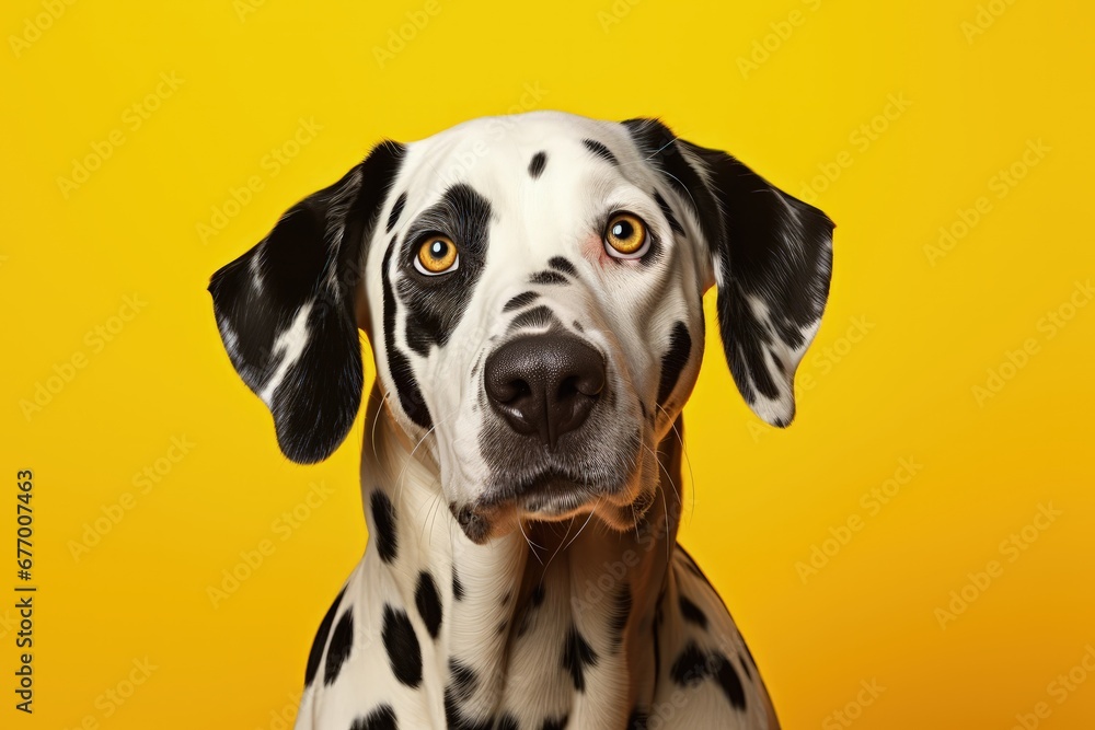 Gorgeous Dalmatian on Colorful Surface