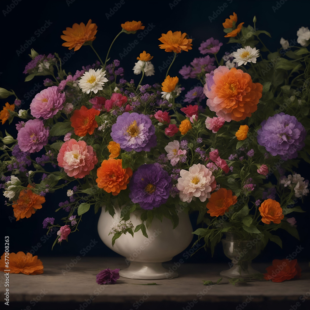 Fototapeta premium bouquet of different flowers