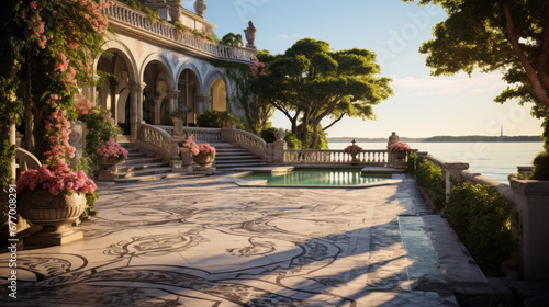 Seaside terrace of a luxury villa photo
