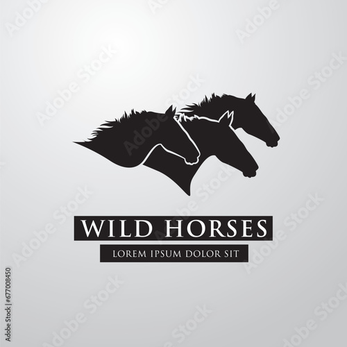 Silhouette of racing horse. Equestrian sport